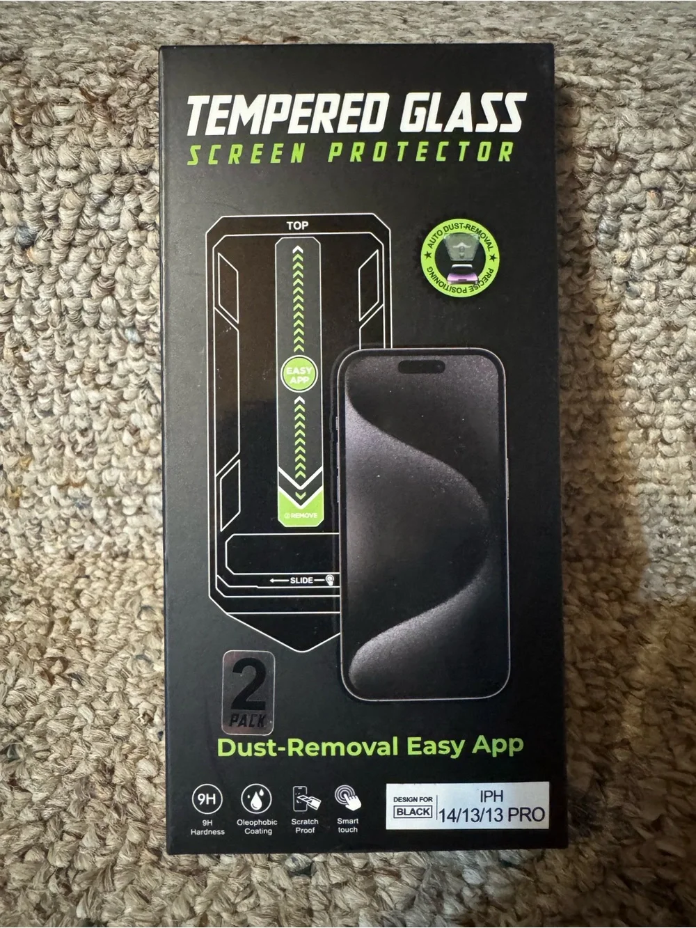 Tempered Glass Screen Protector for iPhone 14/13/13 Pro - Black (2 Pack)